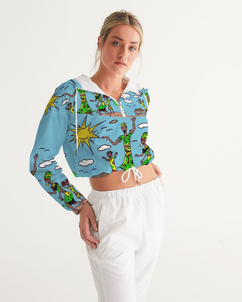 Happy Fam Women's Cropped Windbreaker Hoodie