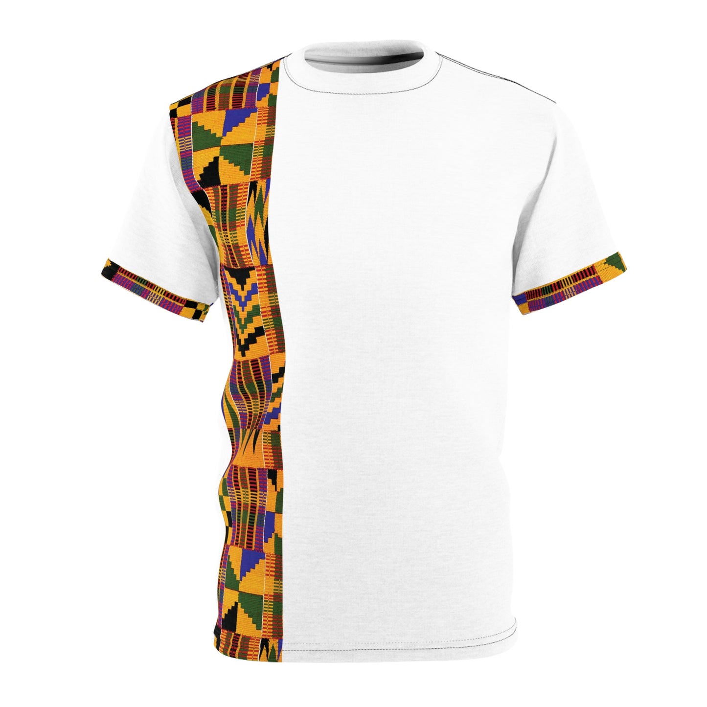 Kente African Print Deluxe Top - Yellow Green on White