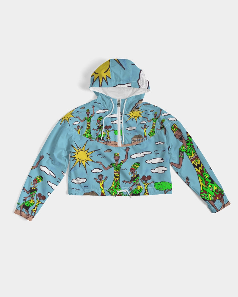 Happy Fam Women's Cropped Windbreaker Hoodie