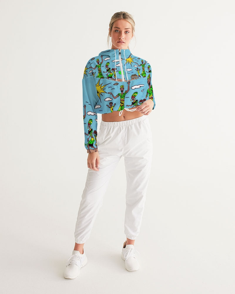 Happy Fam Women's Cropped Windbreaker Hoodie