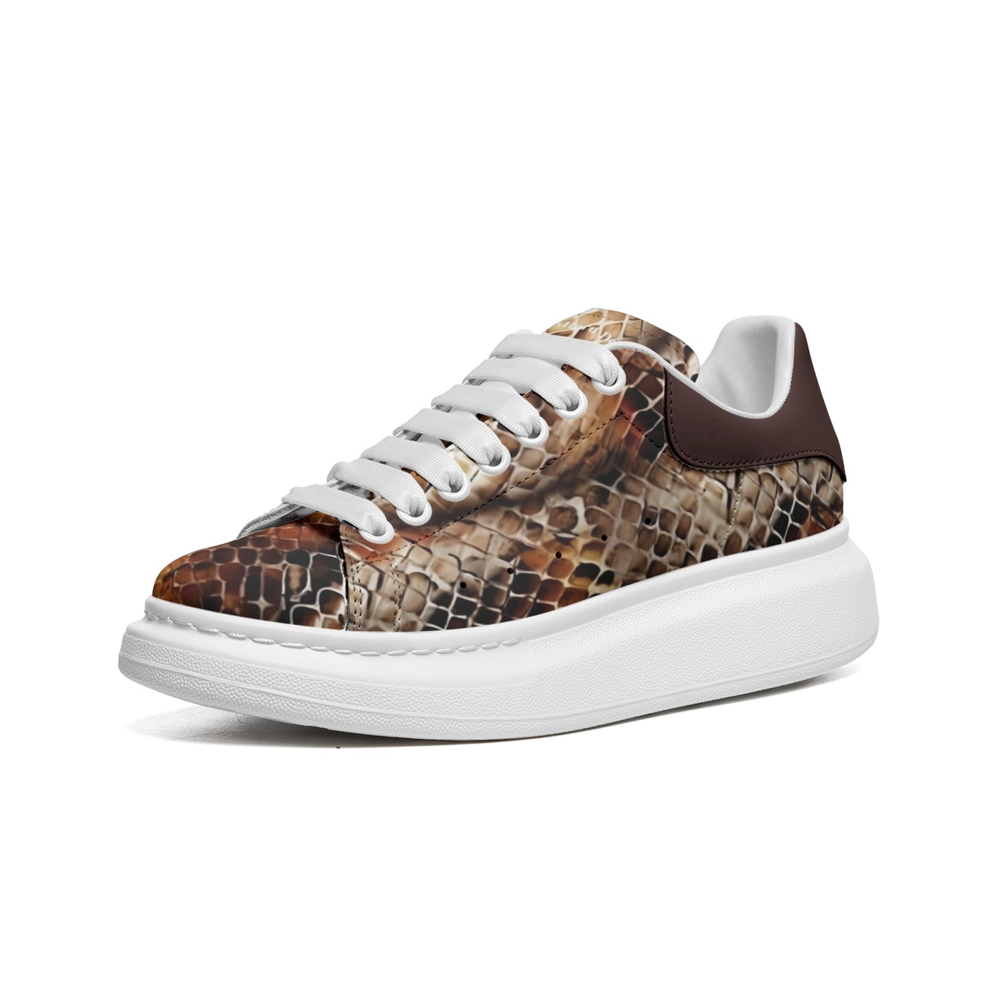Snakeskin Print Leather Sneakers