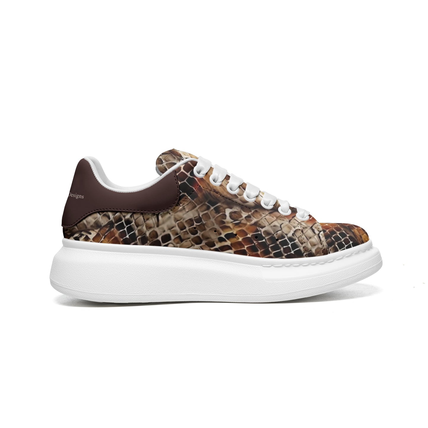 Snakeskin Print Leather Sneakers