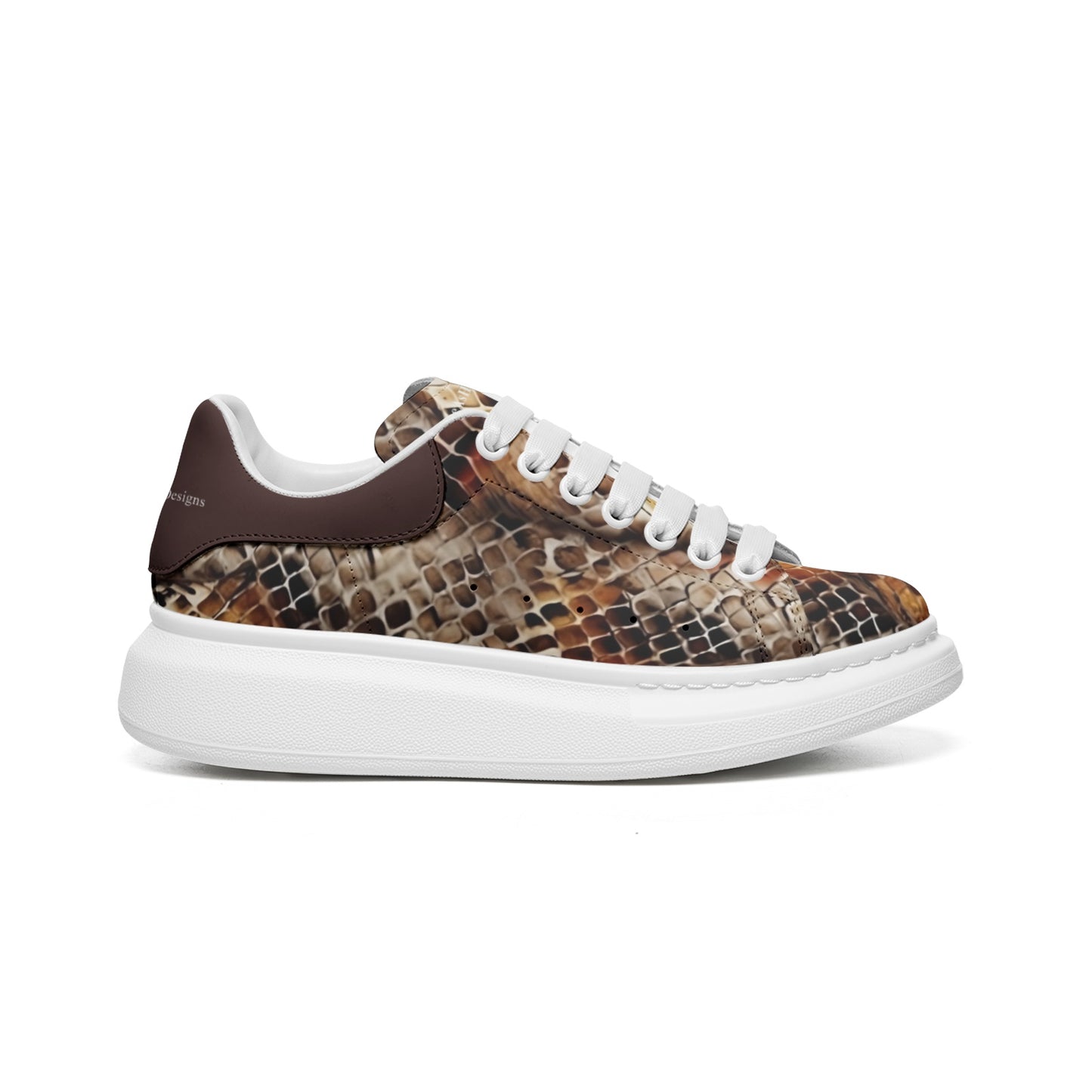 Snakeskin Print Leather Sneakers