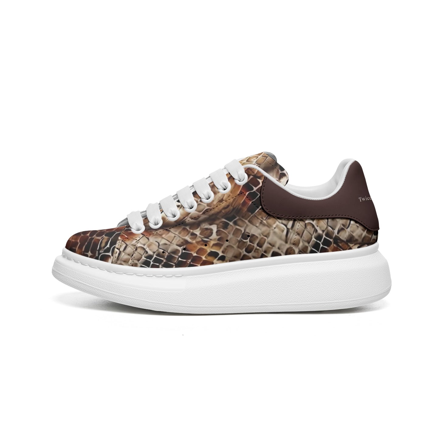 Snakeskin Print Leather Sneakers