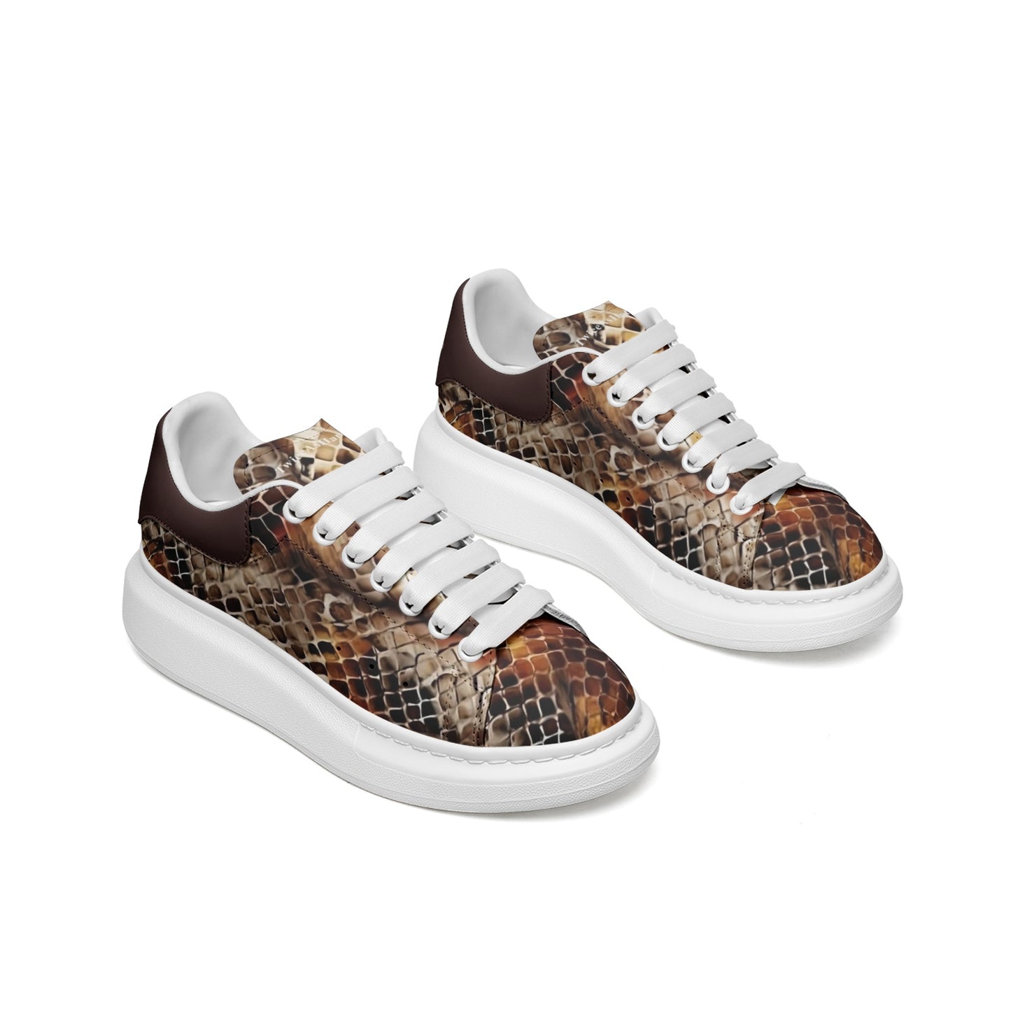 Snakeskin Print Leather Sneakers