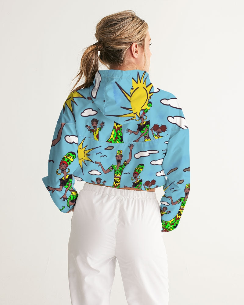 Happy Fam Women's Cropped Windbreaker Hoodie