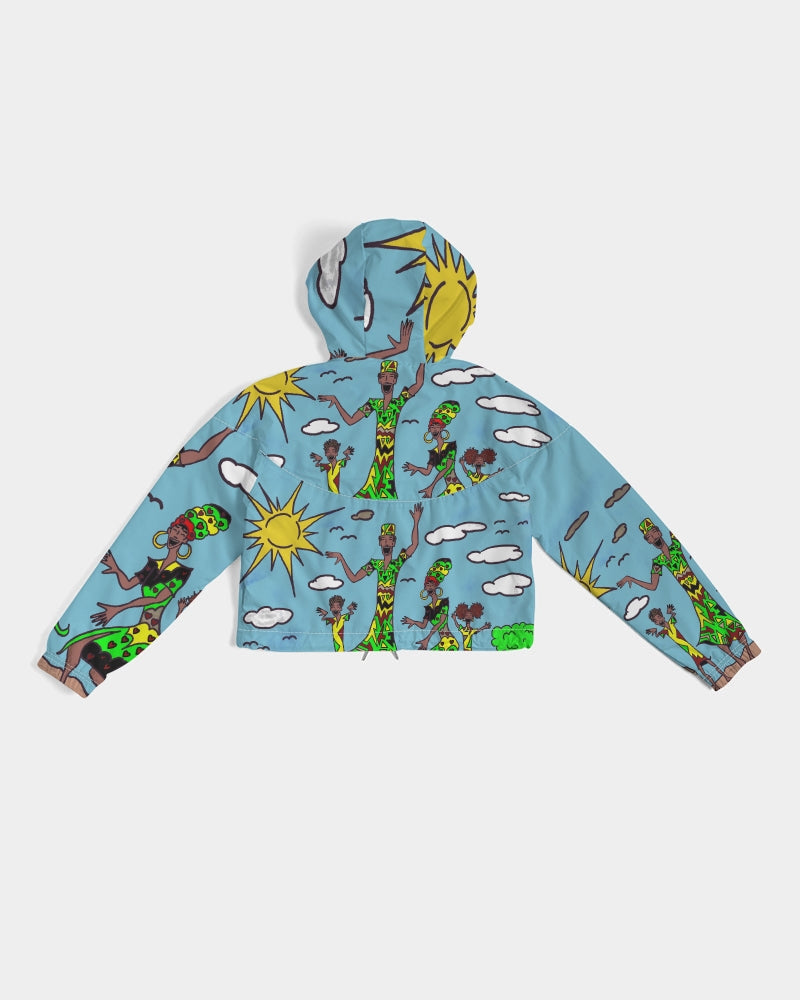 Happy Fam Women's Cropped Windbreaker Hoodie