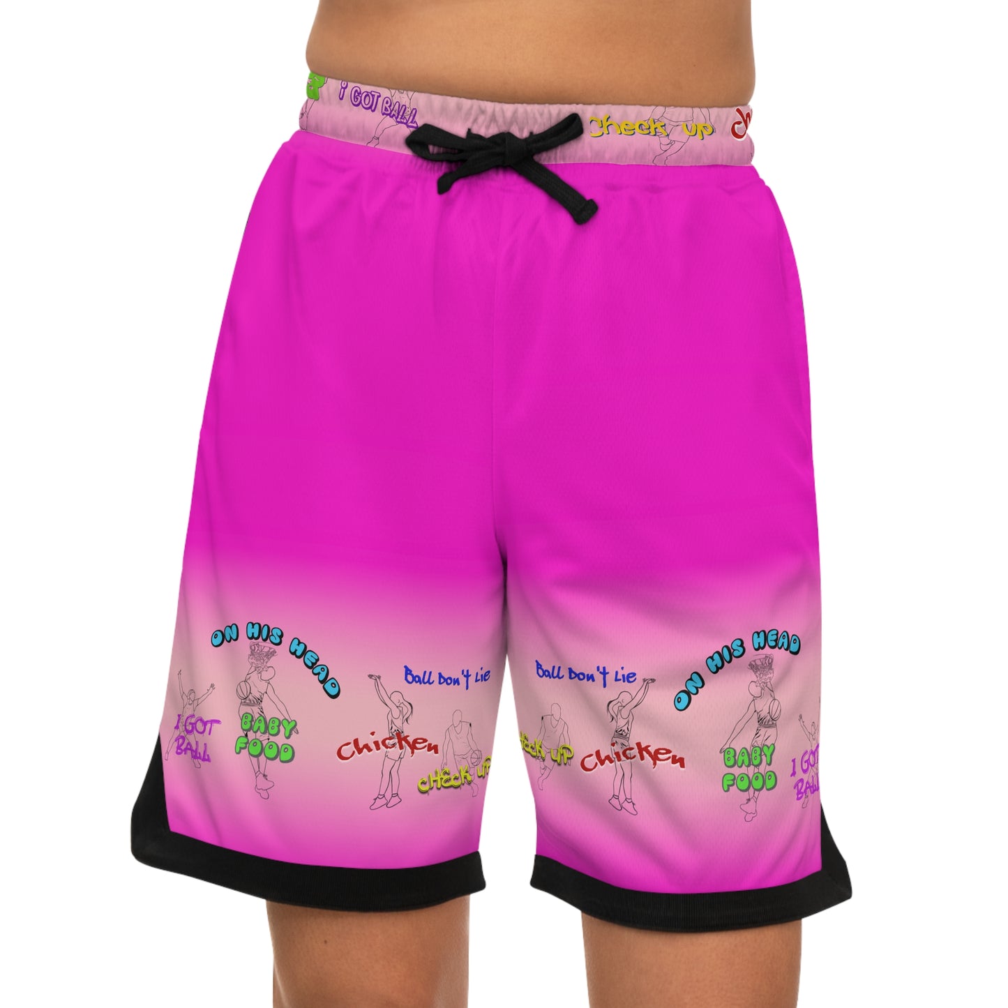 Basketball Rib Shorts - Baller Talk That Talk, Pink Gradient