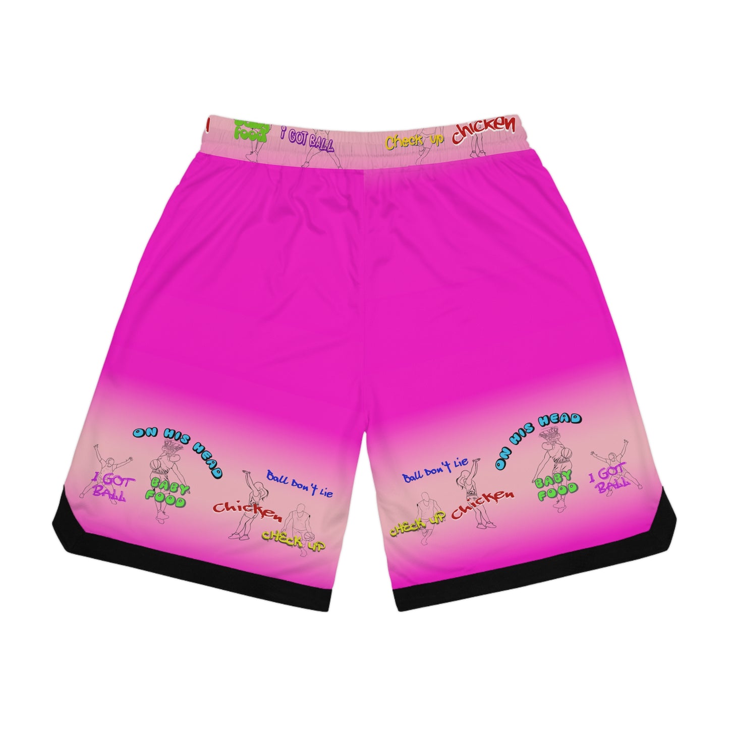 Basketball Rib Shorts - Baller Talk That Talk, Pink Gradient