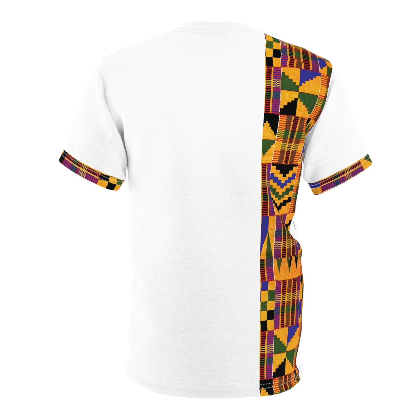 Kente African Print T-Shirt - Yellow Green on White