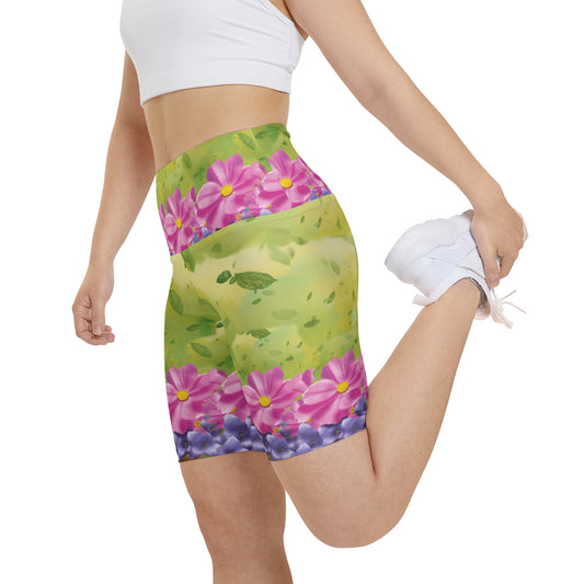 Women's Workout Shorts - Floral Fields