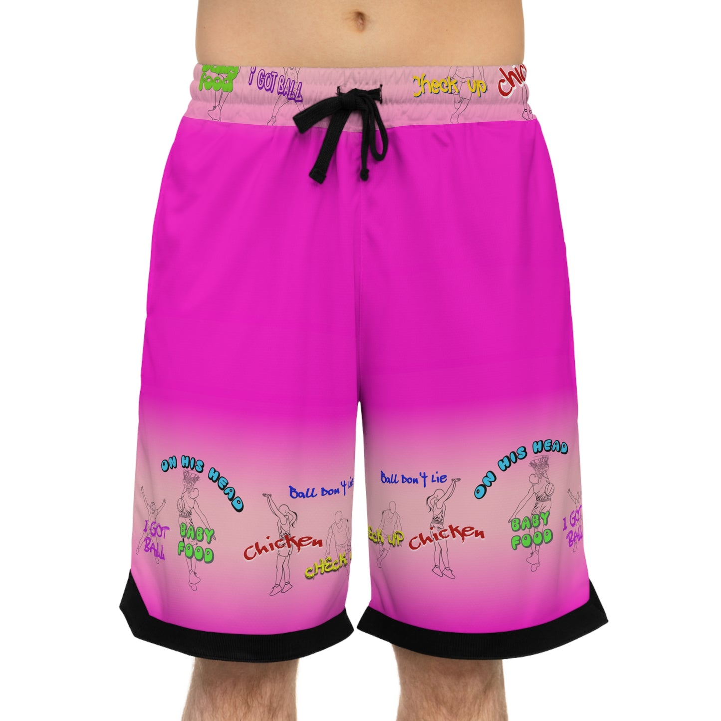 Basketball Rib Shorts - Baller Talk That Talk, Pink Gradient