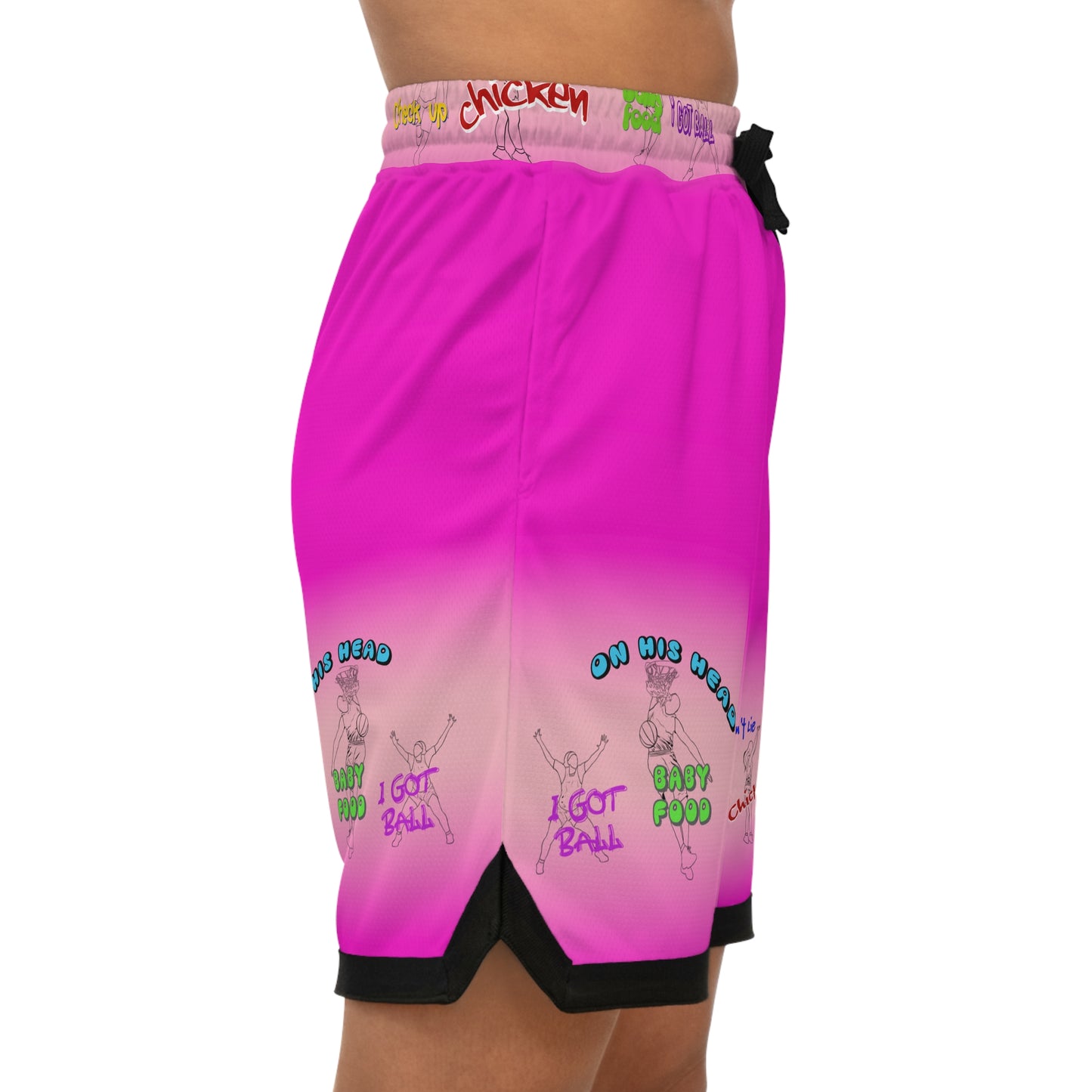 Basketball Rib Shorts - Baller Talk That Talk, Pink Gradient