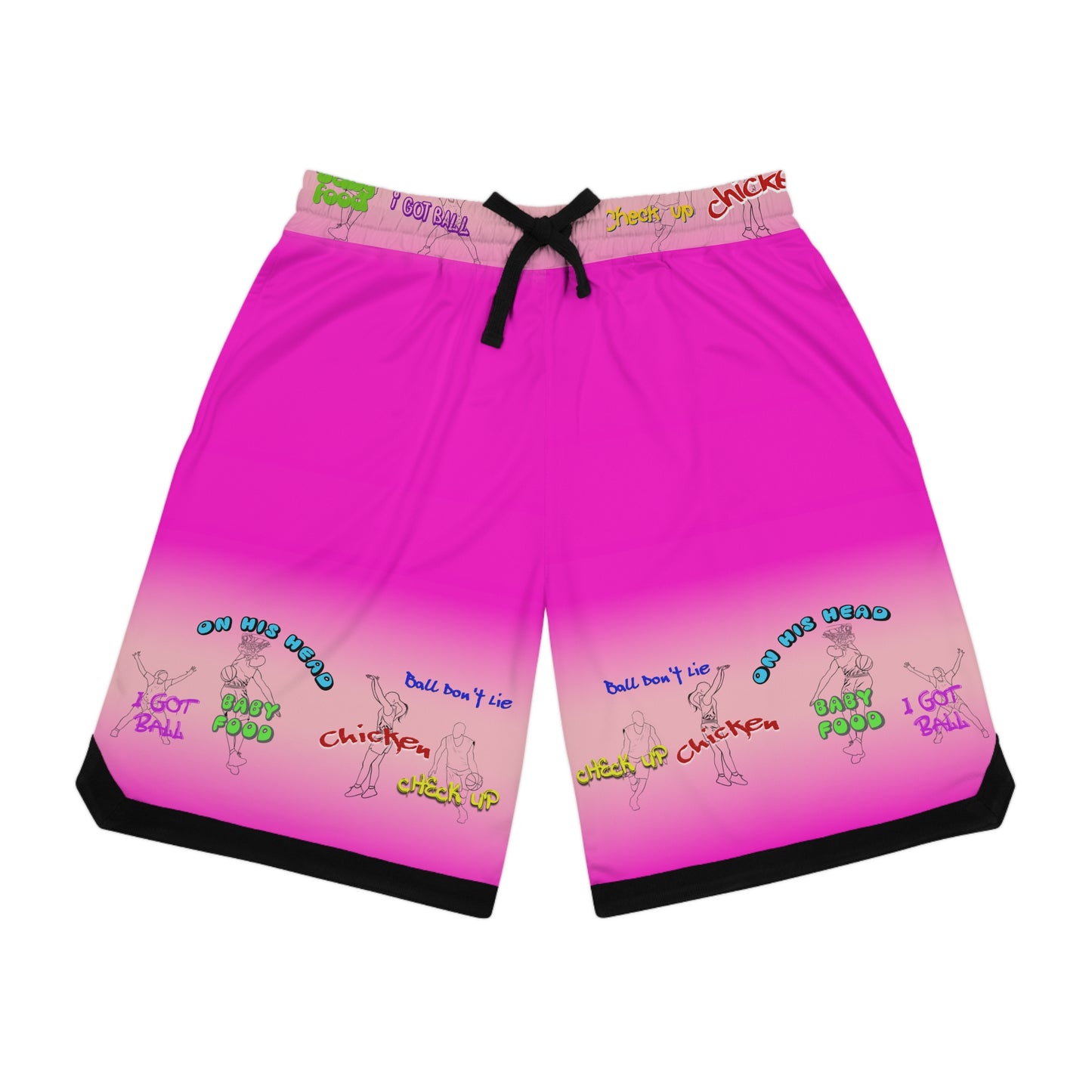 Basketball Rib Shorts - Baller Talk That Talk, Pink Gradient