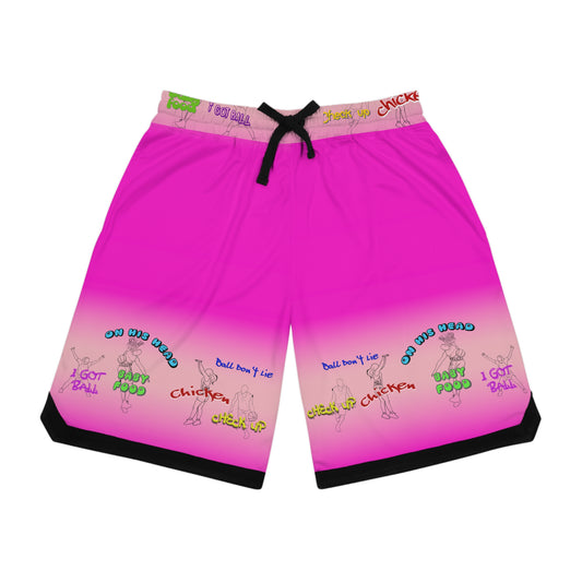 Basketball Rib Shorts - Baller Talk That Talk, Pink Gradient