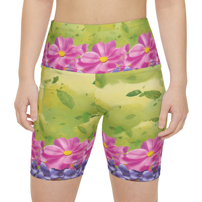 Women's Workout Shorts - Floral Fields