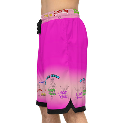 Basketball Rib Shorts - Baller Talk That Talk, Pink Gradient