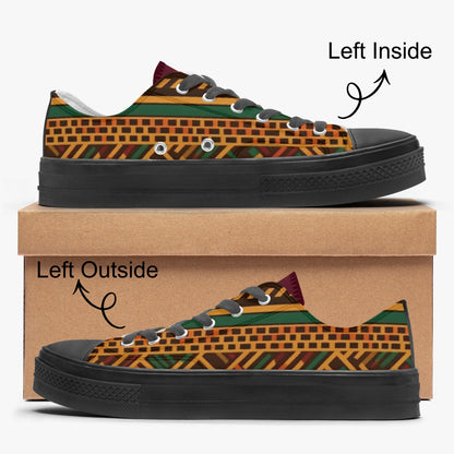 Kente African Print Canvas Sneakers Black