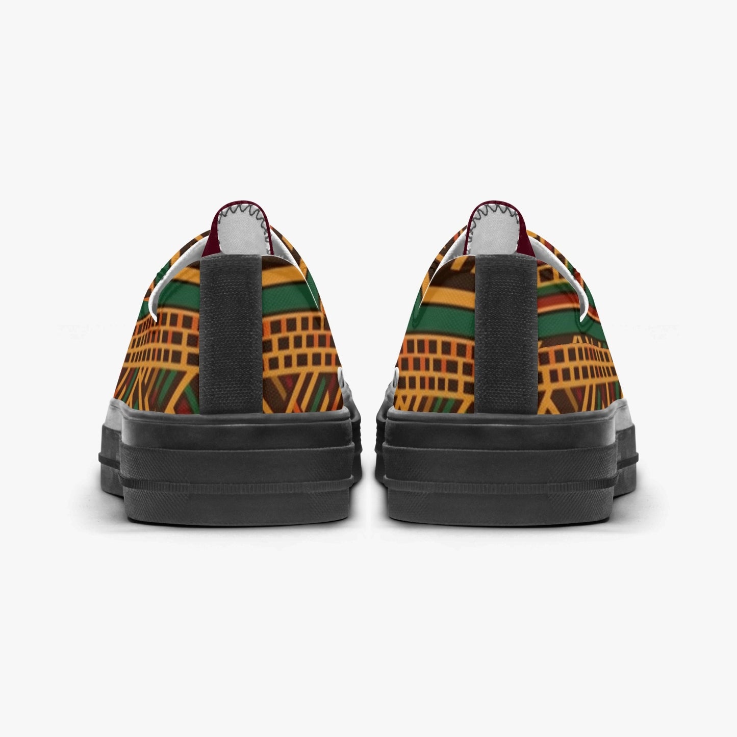 Kente African Print Canvas Sneakers Black