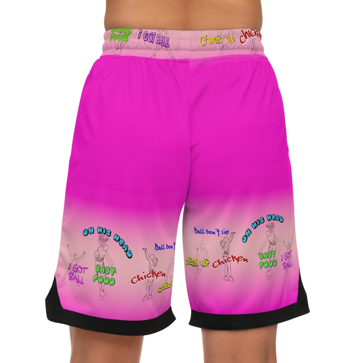 Basketball Rib Shorts - Baller Talk That Talk, Pink Gradient