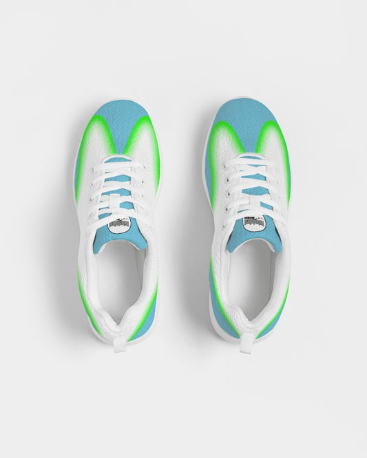 Widow's Peak Pillow Sneakers for Women - Blue and Neon Green