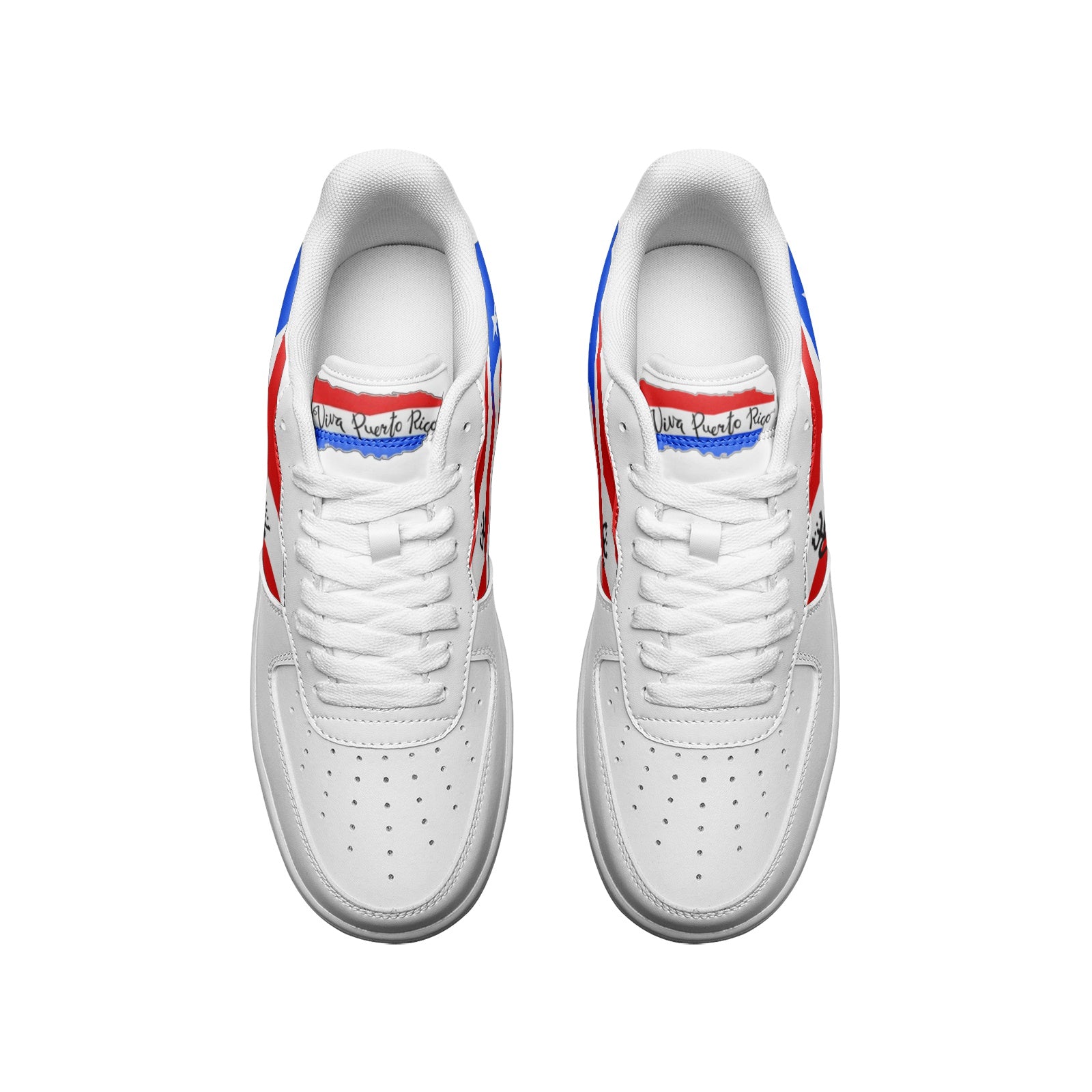 Puerto Rico flag sneakers top view lace detail