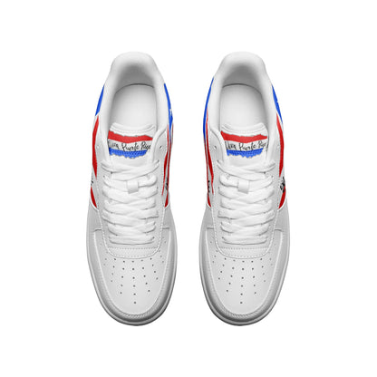 Puerto Rico flag sneakers top view lace detail