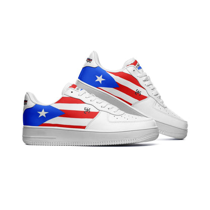Puerto Rico inspired sneakers angled view Boricua design