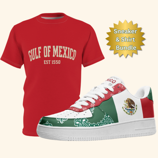 Gulf of Mexico shirt and Mexico flag sneakers