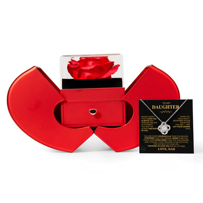 Beautiful Gift for Daughter From Dad - "I Love You Always And Forever" With Heart Box and Red Rose Surprise