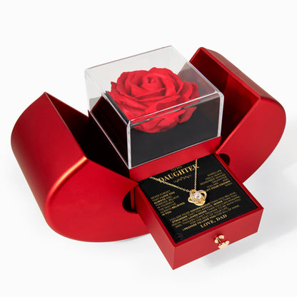 Beautiful Gift for Daughter From Dad - "I Love You Always And Forever" With Heart Box and Red Rose Surprise