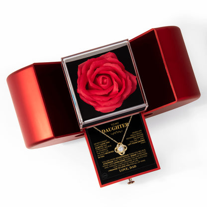 Beautiful Gift for Daughter From Dad - "I Love You Always And Forever" With Heart Box and Red Rose Surprise