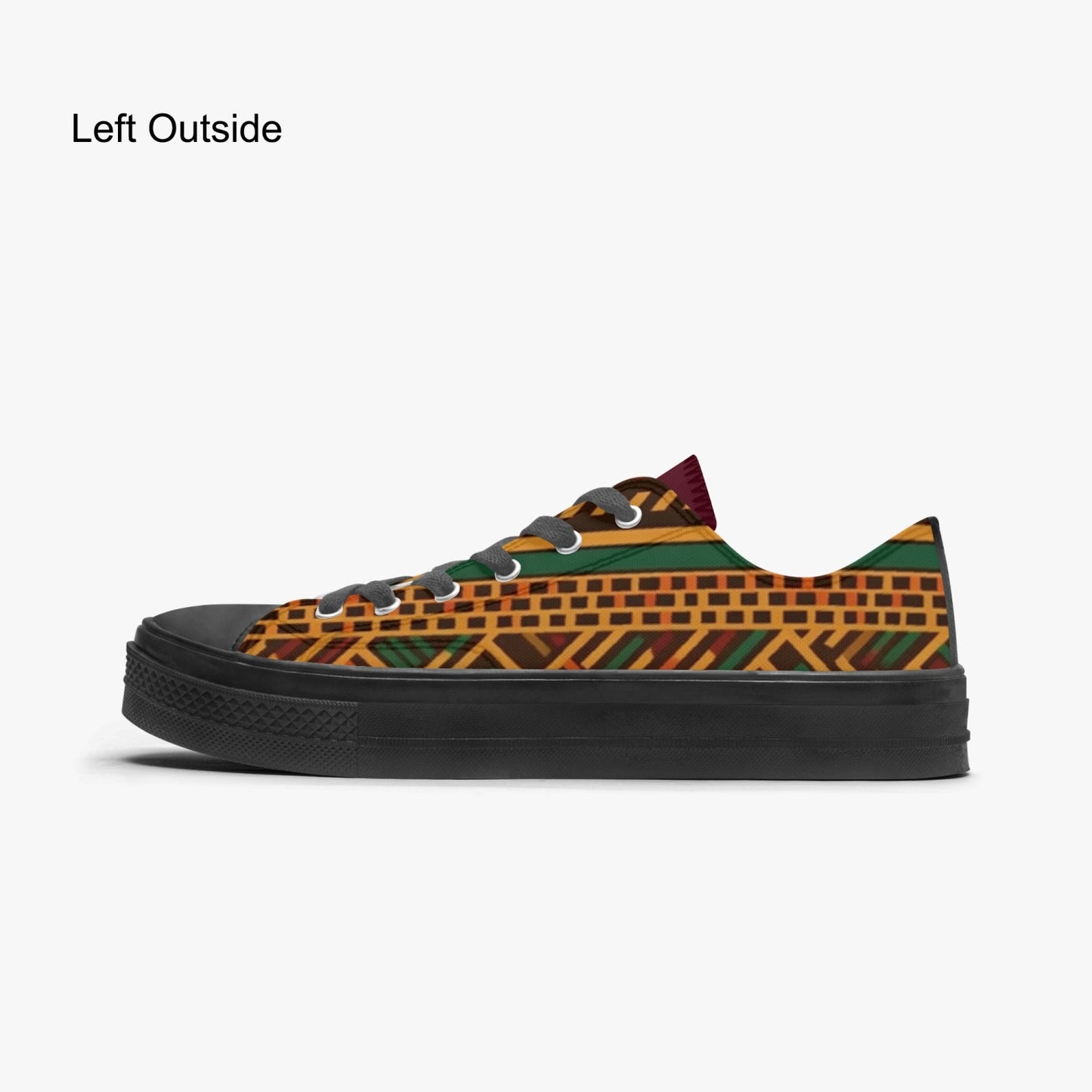 Kente African Print Canvas Sneakers Black