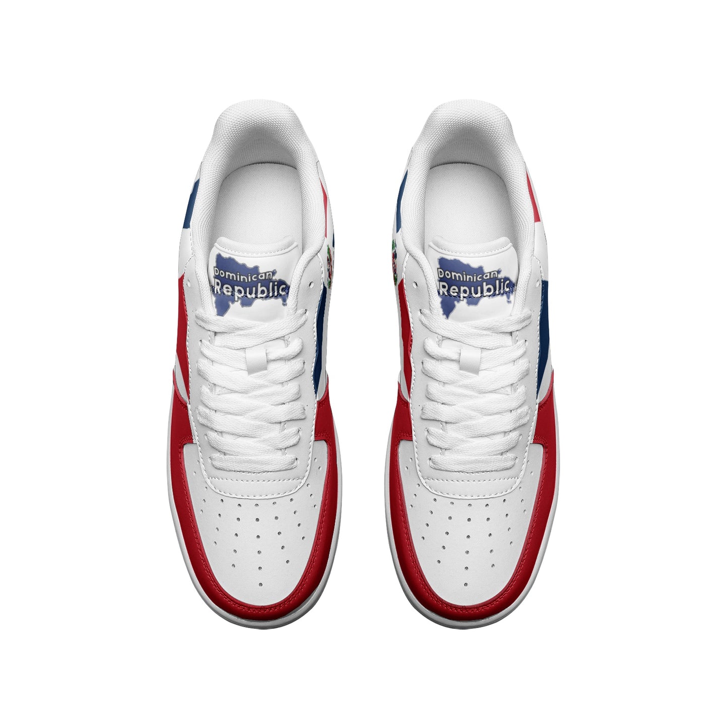 Dominican heritage shoes red white blue top view