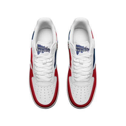 Dominican heritage shoes red white blue top view