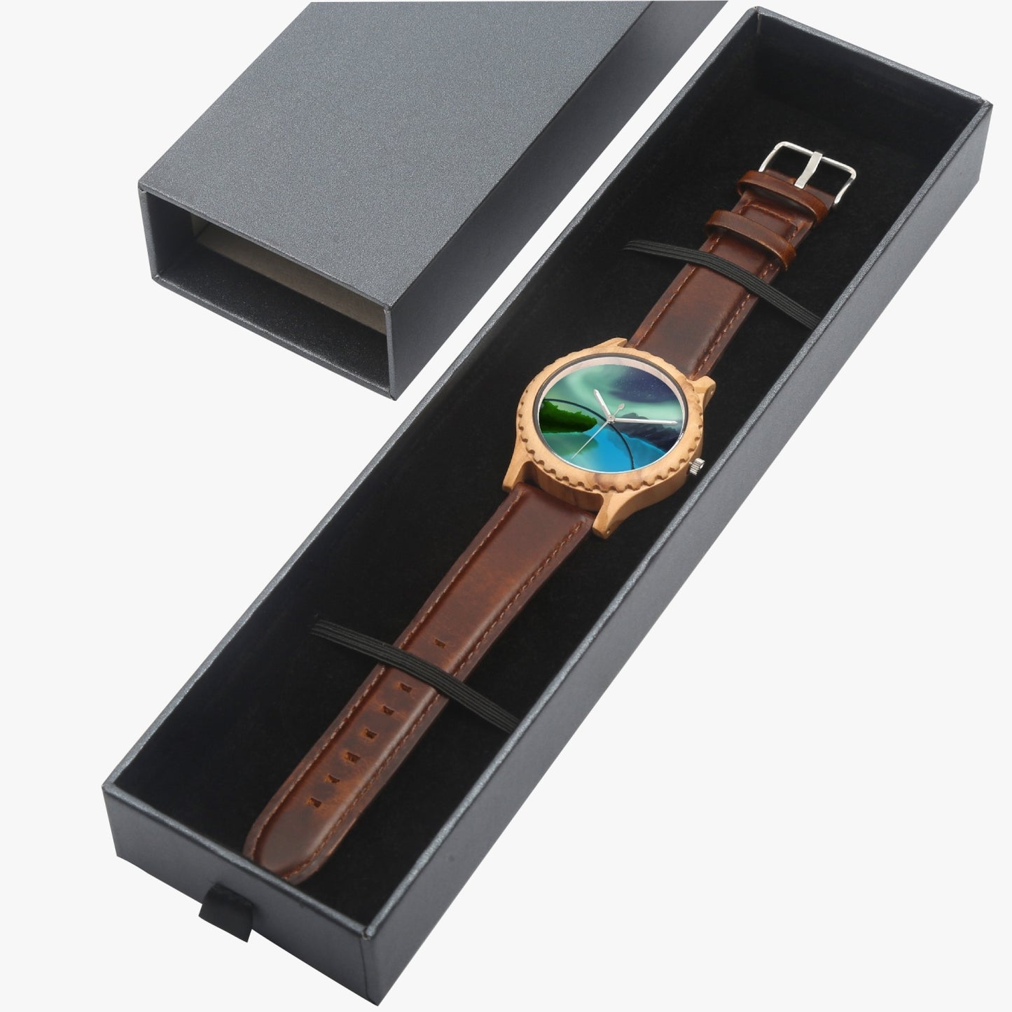 Sky View by Chris Ray Italian Olive Lumber Wooden Watch - Leather Strap