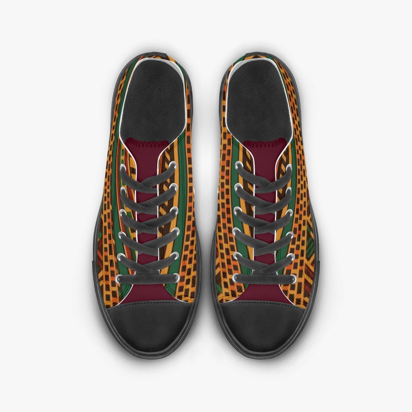 Kente African Print Canvas Sneakers Black