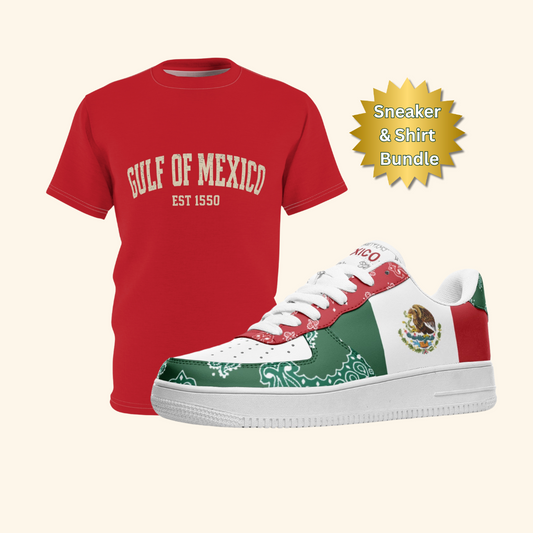 Mexico Flag AF1-Inspired Sneaker - Red Bundle Option
