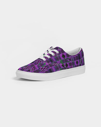 Kente African Print Canvas Lace-Up Sneakers - Purple Women's Lace Up Canvas Shoe