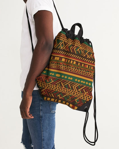 Kente African Print Canvas Drawstring Bag