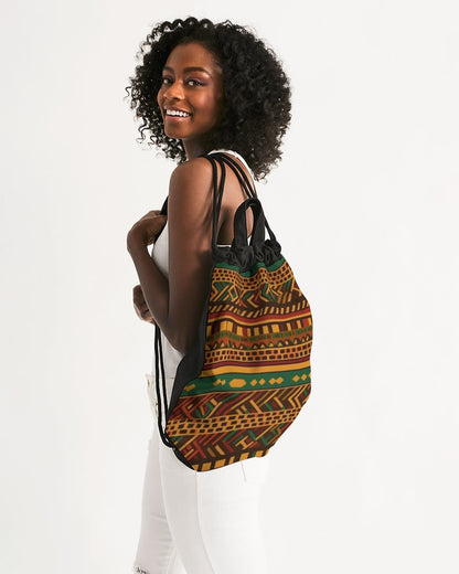 Kente African Print Canvas Drawstring Bag