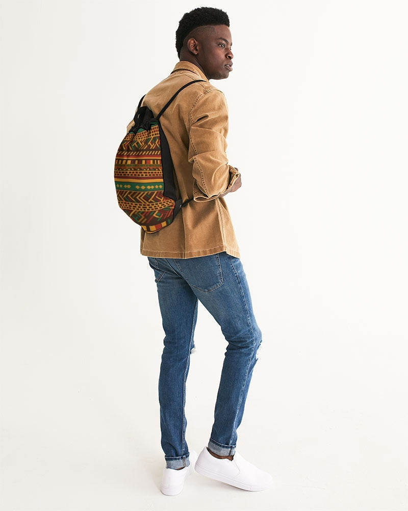 Kente African Print Canvas Drawstring Bag