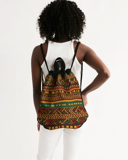 Kente African Print Canvas Drawstring Bag